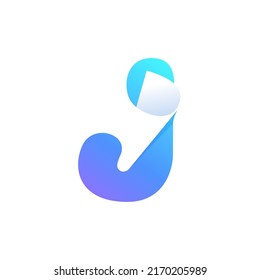 Logo de la letra J con esquina curva. Icono de estilo de espacio negativo. Papel de nota de degradado colorido. Fuente moderna de origami vectorial limpio para sus emoticones, aplicación criptográfica, identidad nft y etiquetas.