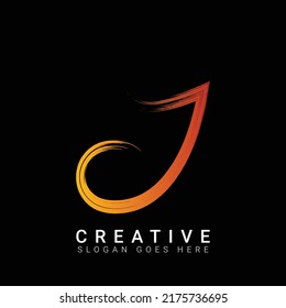 J Letter logo design. Abstract glossy colorful logotype vector design template in black background