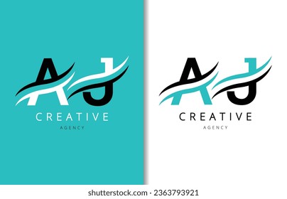 A J Letter Logo Design with Background and Creative company logo. Modern Lettering Fashion Design. Vector illustration