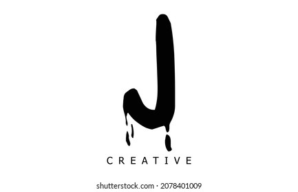 Diseño de logotipo de letra J con plantilla de logotipo de pintura negra.