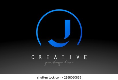 J Letter Logo Design with Black Blue Color. Cool Modern Icon Letters Logo Vector.