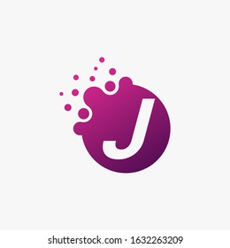 J letter logo design with circles
