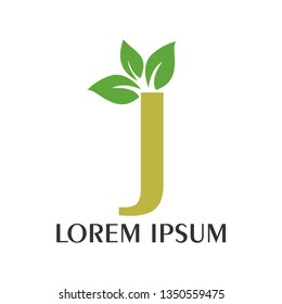 J letter logo design with a combination of leaves