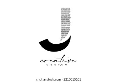 J Letter Logo Design with Creative letter i made of Black text font Texture Vector. Graphic Icon J Letter Logo illustration.