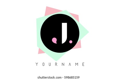 J  Letter Logo Design with Geometric Pastel Colored Shapes.