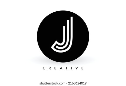 J letter logo design on a black circle. Creative White lines A letter Logo Icon Vector Illustration.