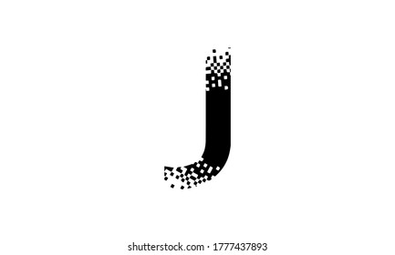 J Letra Logo Design Pixel vector de fondo negro blanco