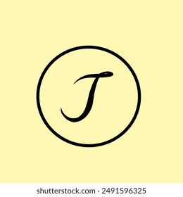 J letter logo design simple hand drawn 