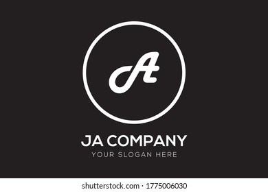 Plantilla de diseño de logotipo de letras J y A