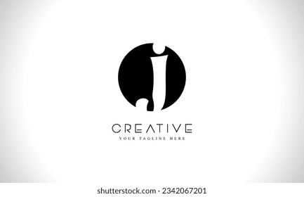 J letter logo design template with circle shape