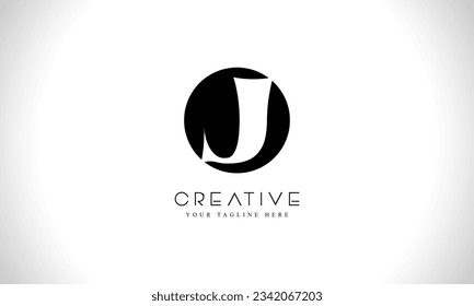 J letter logo design template with circle shape
