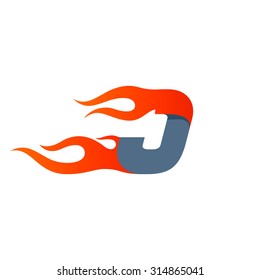 J letter logo design template. Fast fire speed vector unusual letter. Vector design template elements for your application or company.