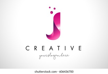 J Letter Logo Design Template with Purple Colors and Dots