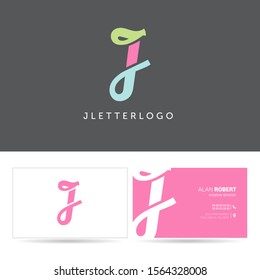 J letter logo design vector with Business card template