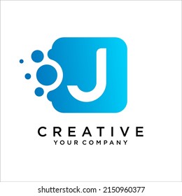 J Letter Logo Design Vector with Dots.