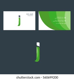 J Letter logo design vector element with business card