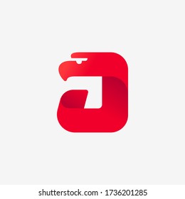J letter logo with eagle head silhouette. Vector italic font perfect for sport identity, luxury posters and real estate company, etc.
