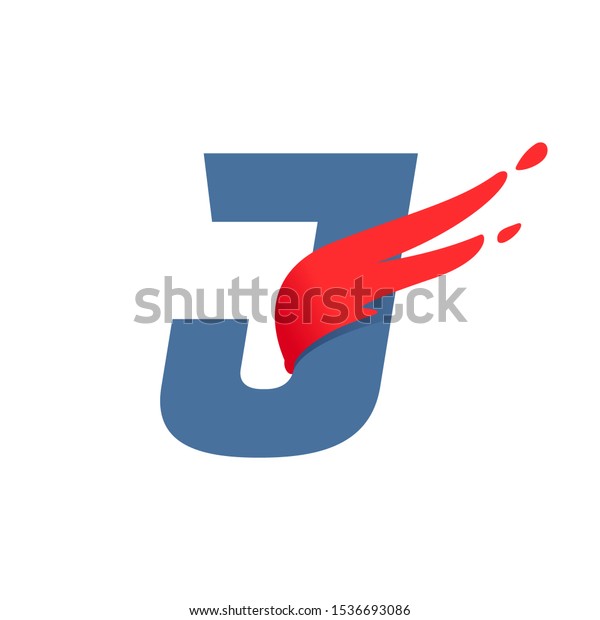 J letter logo\
with fast speed red flag line. Font style, delivery, sports etc\
vector design template\
elements.