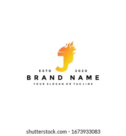 J letter logo fire design vector template
