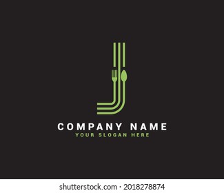 J Letter Logo, J Food Letter Logo,J Spoon Letter Logo