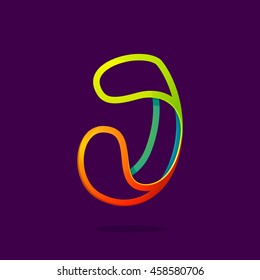 J letter logo formed by glowing neon line. Font style, vector design template elements for your application or corporate identity.