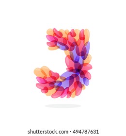 J letter logo formed by watercolor splashes. Brush stroke pattern. Vector elements for posters, t-shirts and cards.