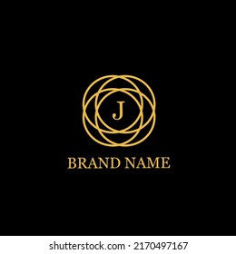 J letter logo. Gold Letter Design Vector with Luxury Gold Color and Monogram Design. Elegant Logo.