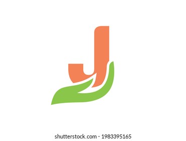 Logo de la letra J con concepto de mano. Diseño del logotipo J.