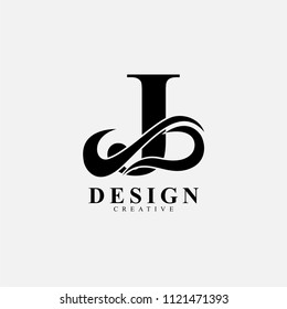 J letter logo icon with infinity wave. Creative monogram logo design. Modern icon design template.