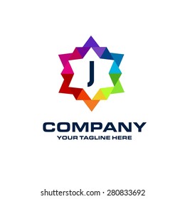 J Letter Logo Icon Mosaic Star Pattern Design template Element - Creative Shape Polygonal logo design - Vector illustration