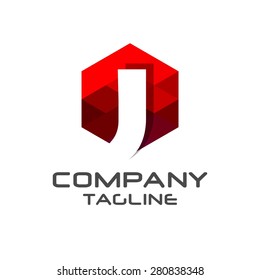 J Letter Logo Icon Mosaic Pattern Design template Element - Creative Shape Polygonal logo design - Vector illustration