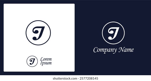 J Letter Logo and icon with stylized circle, editable vector