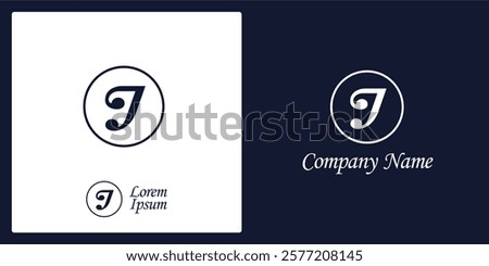 J Letter Logo and icon with stylized circle, editable vector