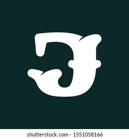 J letter logo made of bones. Vector flat style font for horror labels, posters etc.