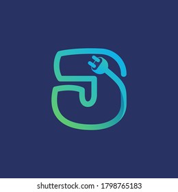 J letter logo made of plug cable. Vector typeface for energy identity, charging headlines, electric car posters etc.