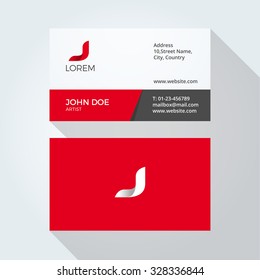 J Letter Logo Modern Simple Abstract. Corporate Business card design template