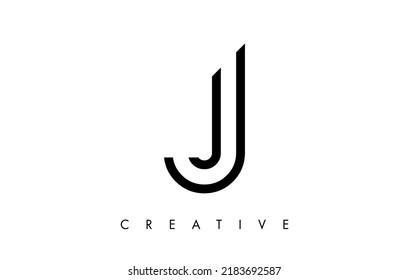 J Letter Logo Monogram with Black and White Lines and Minimalist Design Vector. Creative Modern Letter J Icon Sign Illustration.