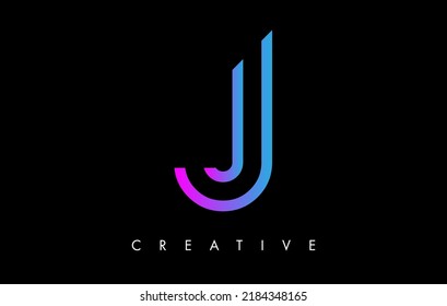 J Letter Logo Monogram with GPurple VioletLines and Minimalist Design Vector. Creative Modern Letter J Icon Sign Illustration.