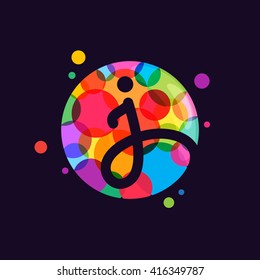 J letter logo with mosaic pattern. Abstract multicolored vector design template elements for your application or corporate identity.