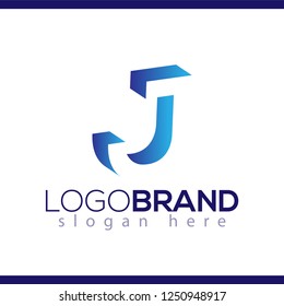 J Letter logo in negative space icon vector template