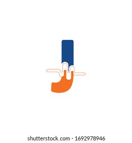 J Letter logo on pulse concept creative template design
