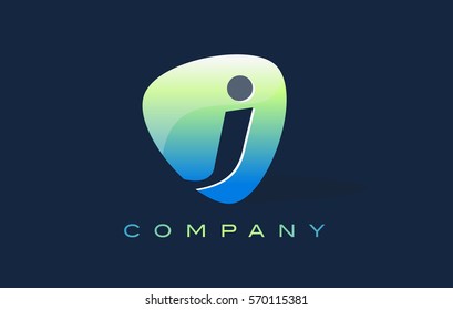 j Letter Logo. Oval Shape Modern Design with Glossy Look.