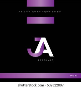 J & A Letter logo with packaging design template