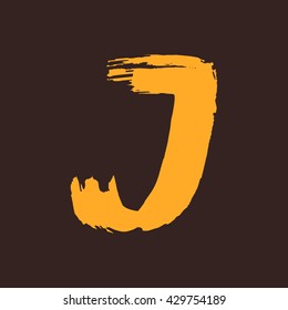 J letter logo painted with a brush. 