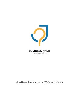 J Letter Logo with Question Mark Symbol. Creative Curiosity Icon for Quiz, FAQ and Support Platforms.