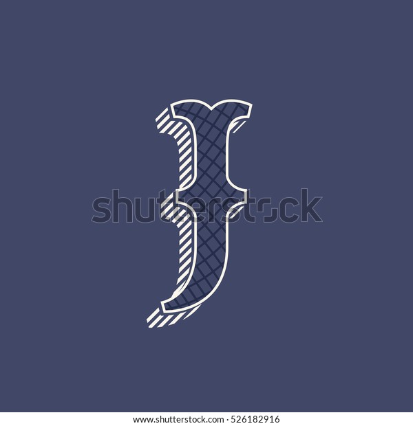J\
letter logo in retro money style with line pattern and shadow. Slab\
serif type. Vintage vector font for labels and\
posters.