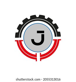 Letra J Logotipo con forma redonda Plantilla vectorial de color negro	