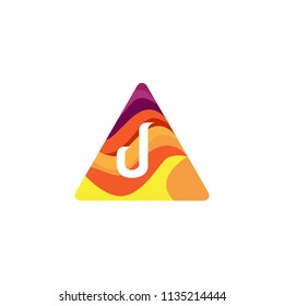 J Letter Logo With Rounded Triangle Background