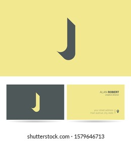 J letter logo shadow design with business card template