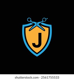 J letter Logo with Shield, J shield logo design template